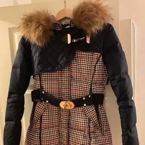 Anna kel checkered fur hood coat